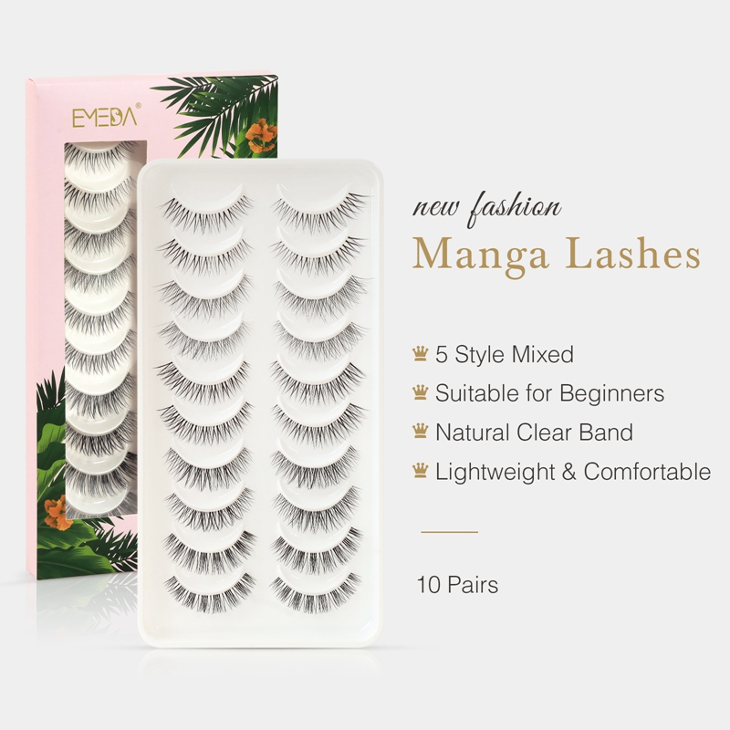 Wholesale Strip Lashes Natural Custom Packaging Clear Band 10 Pairs Multipack UK HZ