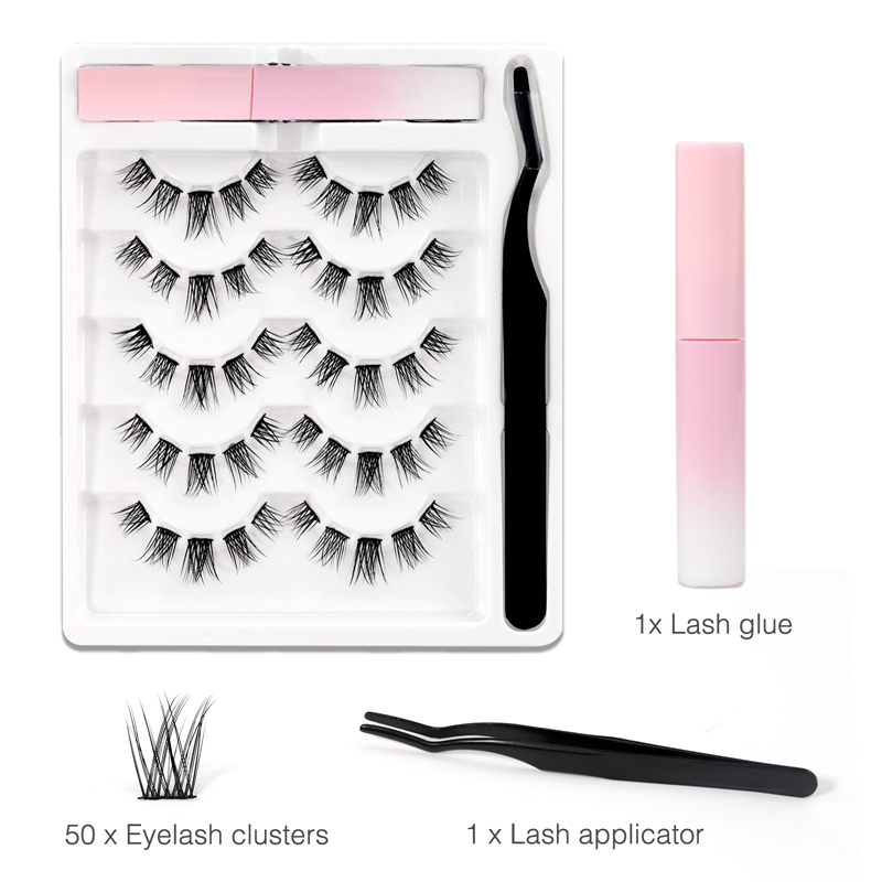 Natural Cluster Lashes Extensions Private Label New Packaging Set UK