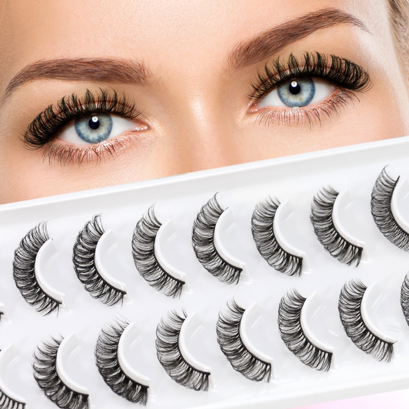 Russian Strip Lashes Volume D Curl 10 Pairs Wholes...