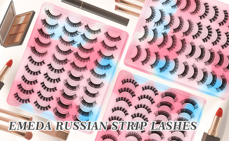 Russian Strip Lashes D Curl Wholesale UK/USA with Customized Packaging Box HZ