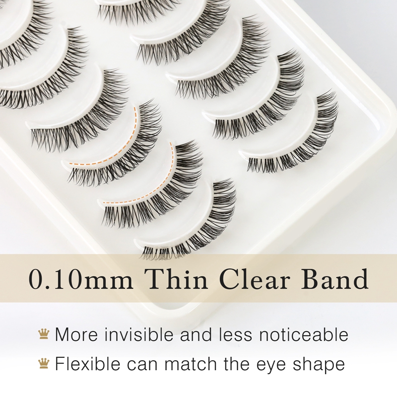 Wholesale Strip Lashes Natural Custom Packaging Clear Band 10 Pairs Multipack UK HZ