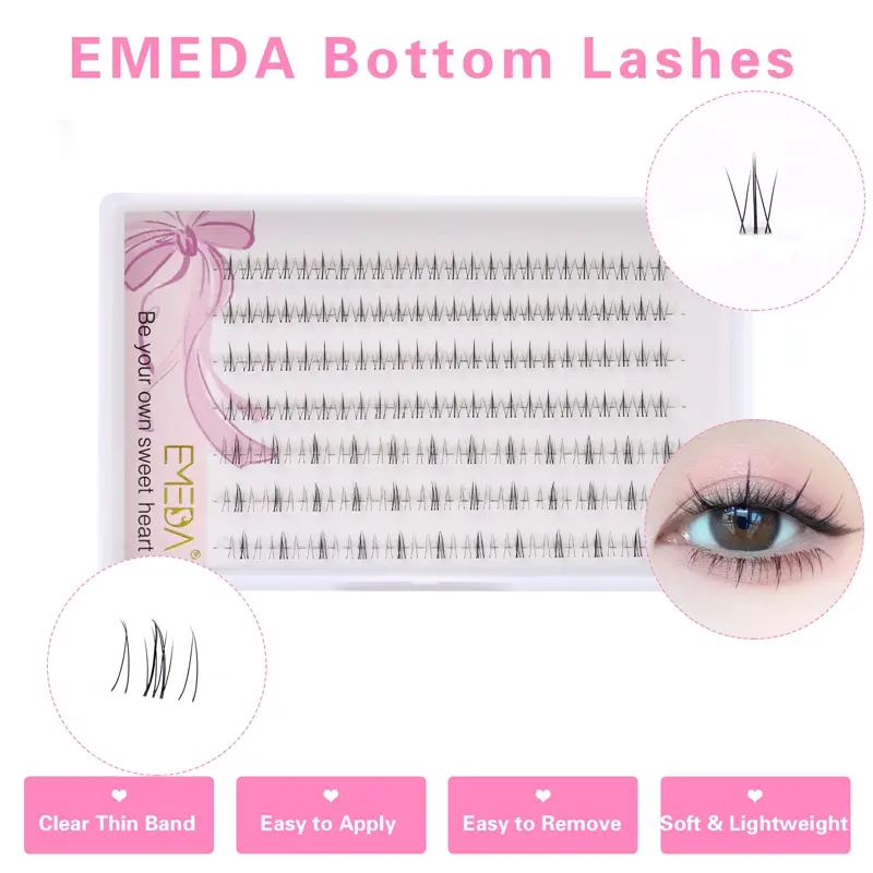 Bottom Lashes Individual Clear Band Private Label ...