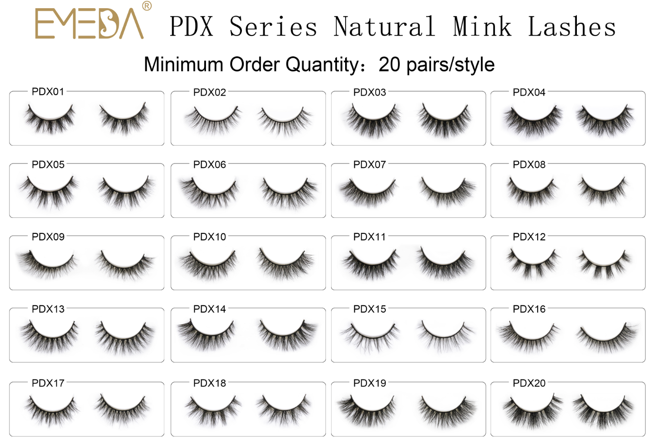 EMEDA Natural Real Mink Eyelashes Wholesale-YZZ026