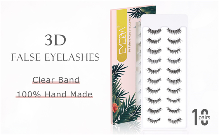wholesale 3d false eyelashes clear band 100% hand made