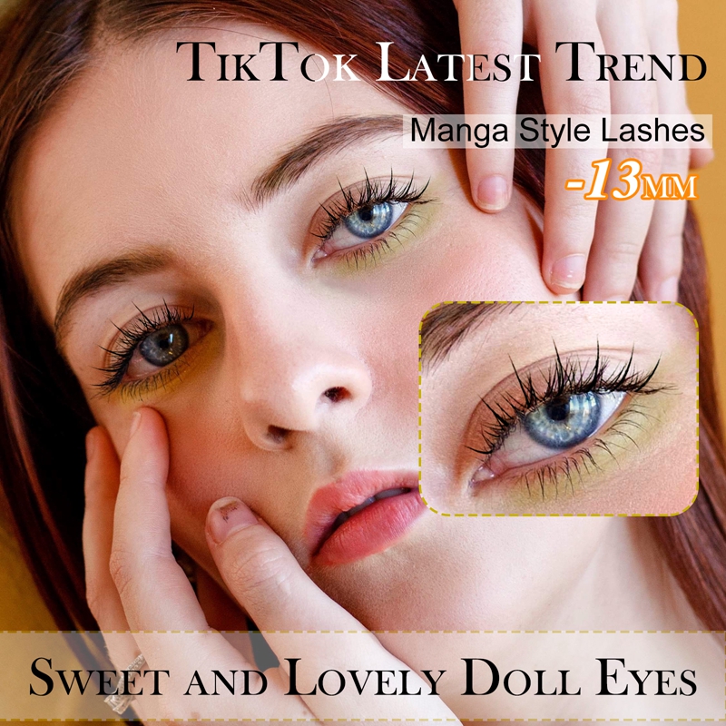 Manga Lashes Natural 3D Clear Band Free Samples Customized Packaging Box HZ